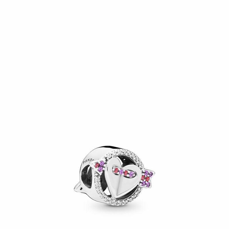 Pandora Sparkling Arrow & Heart Charm - Sterling Silver/Mixed Stones/Cubic Zirconia - Canada | EZ751